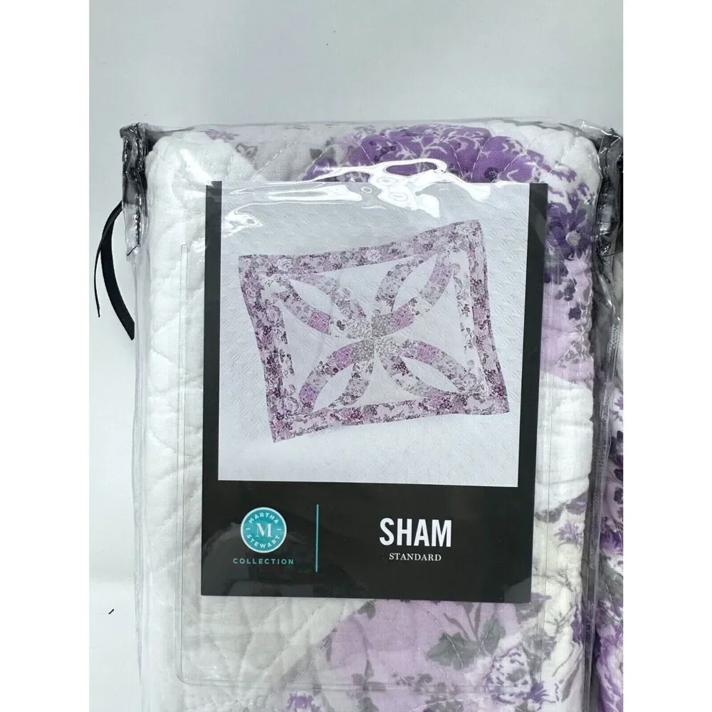 Martha Stewart Collection One Lilac Garden Standard quilted Sham floral country